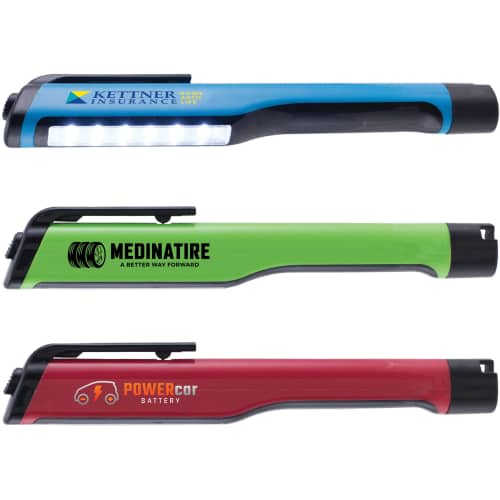 Promotional LED Light Bar Torches in red, blue and green with printed design by Total Merchandise