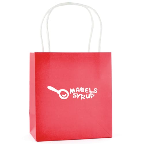 Printed Brunswick Small Paper Bag in Red with branded logo by Total Merchandise