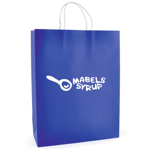 Printed Brunswick Large Paper Bag in Blue with company logo printed on front by Total Merchandise