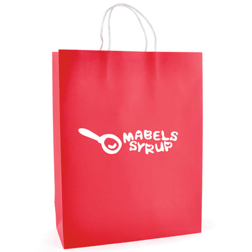 Custom printed Brunswick Large Paper Bag in Red with printed spot colour logo by Total Merchandise