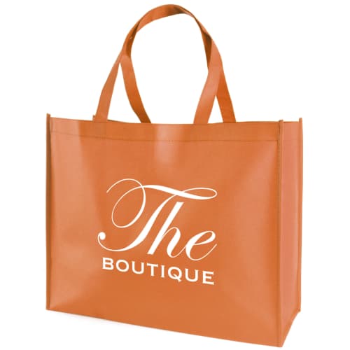 Branded Recyclable Non-Woven Shopper Bags in amber with logo printed on front by Total Merchandise