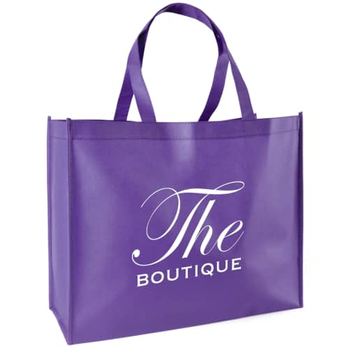 Promotional Recyclable Non-Woven Shopper Bags in purple printed with a logo by Total Merchandise