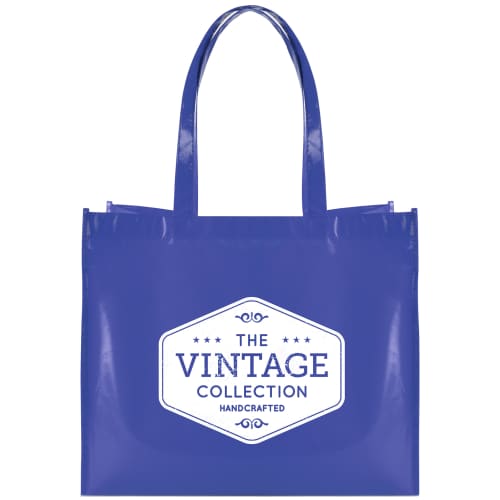 Custom branded Laminated Coloured Shopper Bags in royal blue with printed logo by Total Merchandise