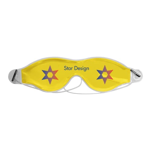 Custom printed Hot & Cold Gel Eye Masks in yellow with a company logo from Total Merchandise