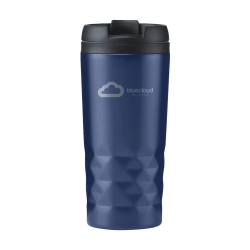 Logo Branded 300ml Geometric Diamond Pattern Travel Mugs in Blue from Total Merchandise