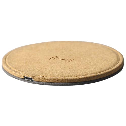 Branded Oaky Wireless Charger from eco-friendly cork by Total Merchandise