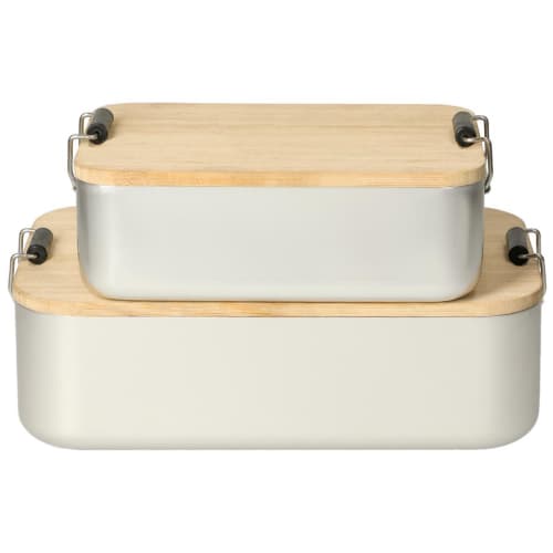 Promotional Small and Large Bamboo Storage Containers in Silver/Natural colour by Total Merchandise