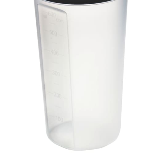 Body of the Eco Protein Shaker in translucent colour with measurements from Total Merchandise