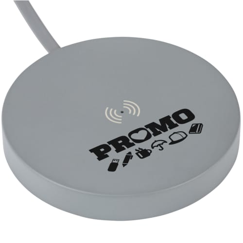 Branded Wireless Phone Chargers in Grey Printed with a Logo by Total Merchandise