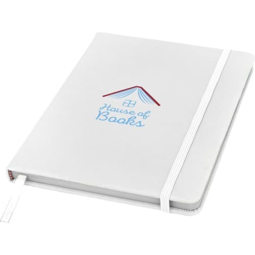 Branded A5 Spectrum Notebook with Plain Pages in White printed with your logo from Total Merchandise