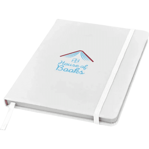 Branded A5 Spectrum Notebook with Plain Pages in White printed with your logo from Total Merchandise