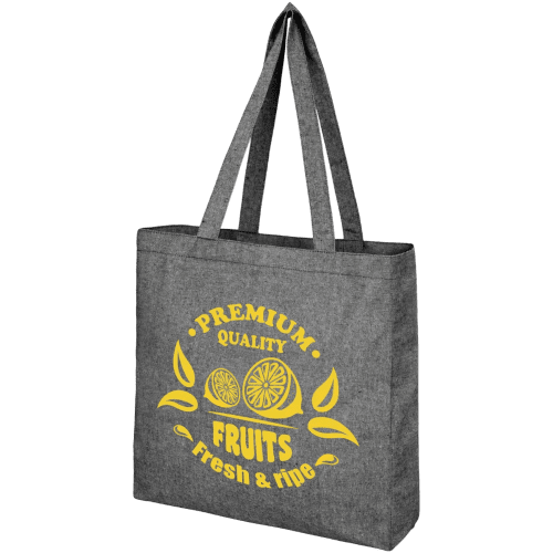 Branded Pheebs Recycled Gusset Totebag in Heather Black with printed design by Total Merchandise