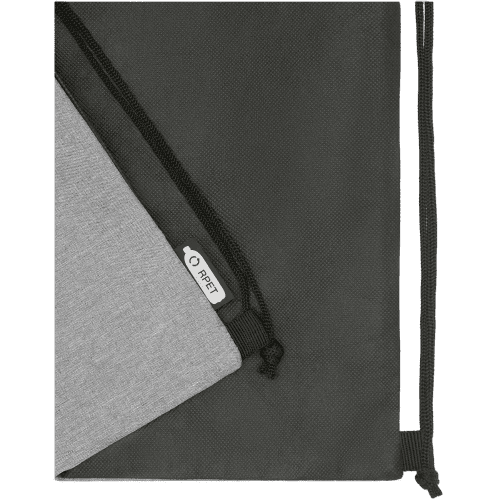 Back of Ross Recycled Drawstring Backpack in Heather Medium Grey by Total Merchandise