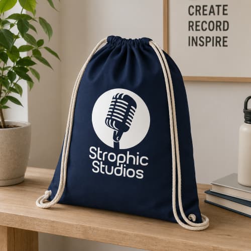 Lifestyle image of the Oregon Coloured Cotton Drawstring Backpacks  by Total Merchandise