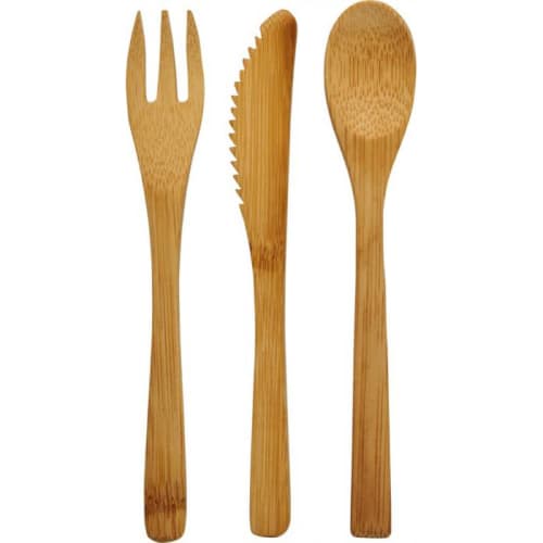 Promotional Eco-friendly Bamboo Cutlery Set with spoon, fork, knife by Total Merchandise