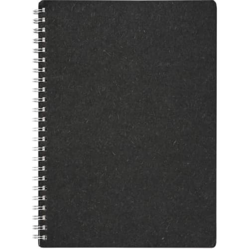 Plain cover of Nero A5 Wire-o Notebooks in Black colour with recycled wool by Total Merchandise