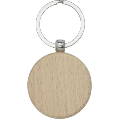 Custom engraved Round Beech Wood Keyrings with 4cm keyring by Total Merchandise