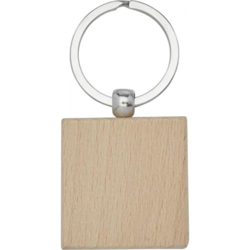 Custom printed Square Beech Wood Keyrings with 4cm keychain by Total Merchandise