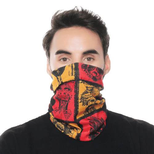 Branded 12 in 1 Snood Face Masks in White with all over printed design by Total Merchandise