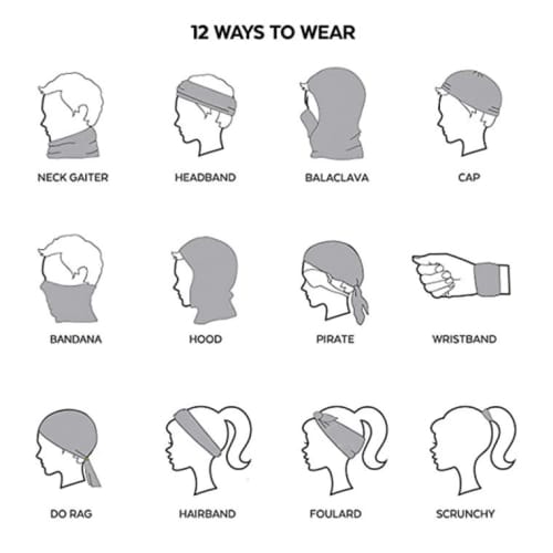 12 ways to wear the 12 in 1 Snood Face Masks by Total Merchandise