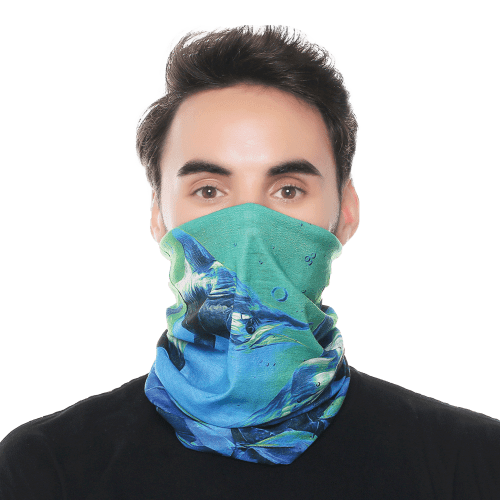 Promotional 12 in 1 Snood Face Masks in White printed with full colour design by Total Merchandise