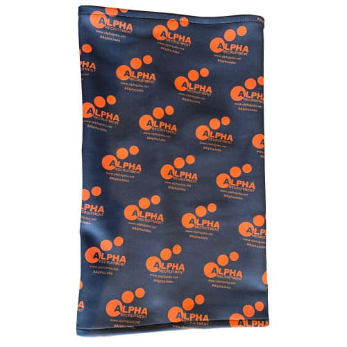 Dye sublimation Snoods with an all over printed design by Total Merchandise