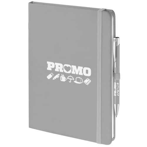 Promotional Mood Duo Soft Feel Notebook & Pen Set in Silver from Total Merchandise