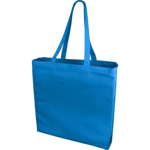 Custom branded Odessa Coloured Cotton Tote Bags with a design from Total Merchandise - Process Blue