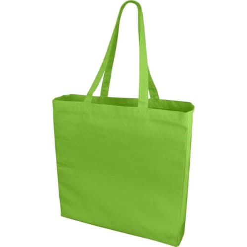 Promotional printed Odessa Coloured Cotton Tote Bags with a design from Total Merchandise - Lime