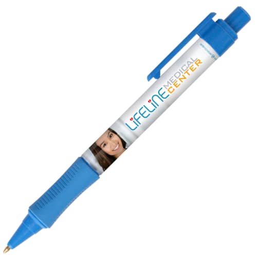 Promotional Chaplin Antimicrobial Ballpens in light blue with logo print by Total Merchandise