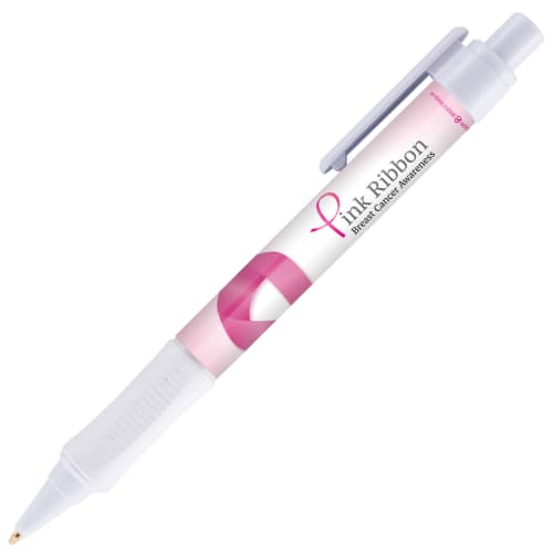 Branded Chaplin Antimicrobial Ballpens in white with company logo on barrel by Total Merchandise