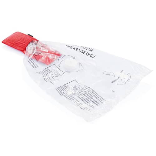 The inside plastic barrier of the CPR Mask Keychain in red is available from Total Merchandise