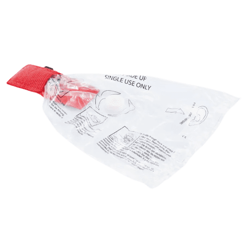 The inside plastic barrier of the CPR Mask Keychain in red is available from Total Merchandise