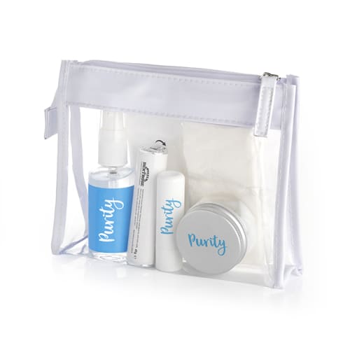 Promotional Health & Hygiene Set in a Clear Pouch with White Trim Printed by Total Merchandise