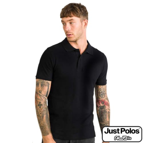 UK Branded AWDis Cotton Polo Shirt in Deep Black from Total Merchandise