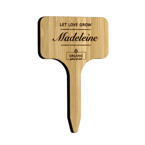 Promotional Bamboo Plant Markers in Caramel colour with engraved name by Total Merchandise