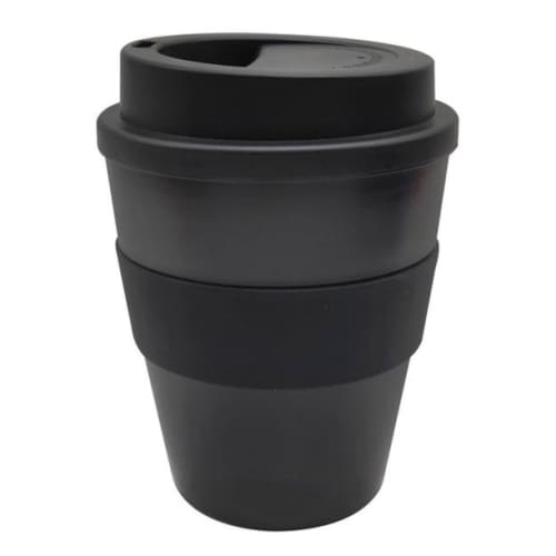 Custom Milano Mini Reusable Coffee Cups in black by Total Merchandise