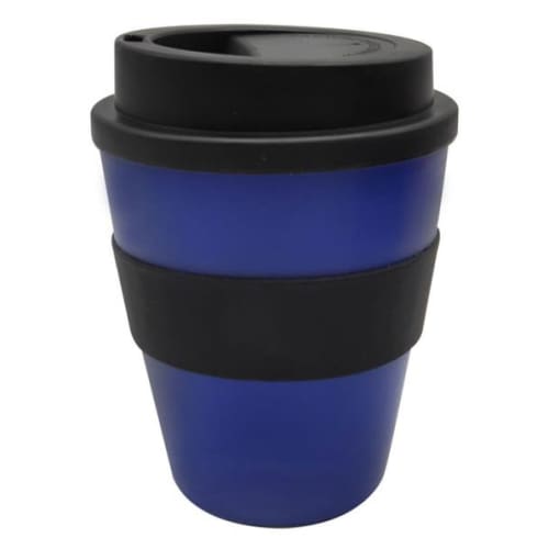 Promotional Milano Mini Reusable Coffee Cups in blue/black by Total Merchandise