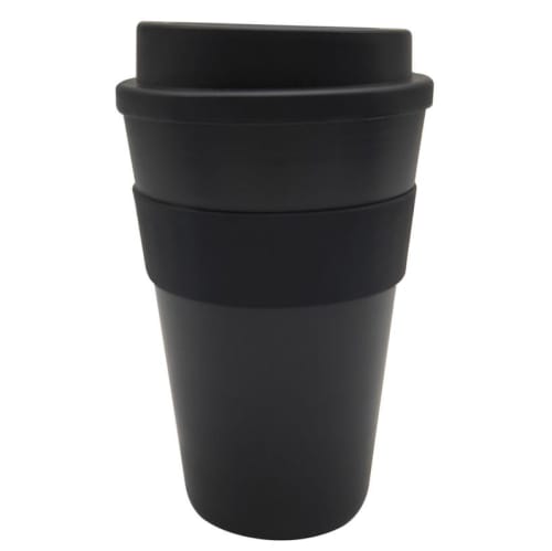 Promotional Milano Reusable Coffee Cups in Black by Total Merchandise