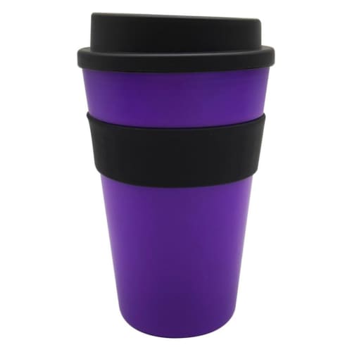 Promotional Milano Reusable Coffee Cups in purple/black colour by Total Merchandise