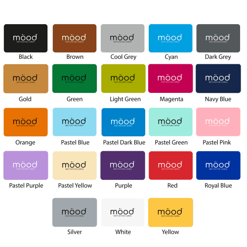 Colour options for 20pc Mood Motivation Cards printed with full colour logo by Total Merchandise