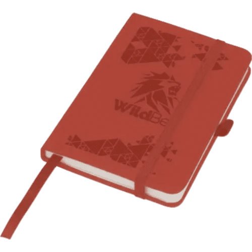Promotional Mood Pocket Notebooks in red debossed on the front cover by Total Merchandise