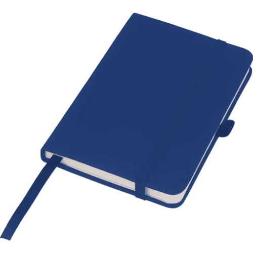 Branded Mood Pocket Notebooks in royal blue with bookmark ribbon by Total Merchandise