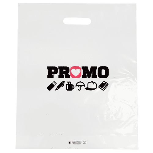 Promotional Eco Sugar Cane Carrier Bags in White Printed with a Logo by Total Merchandise