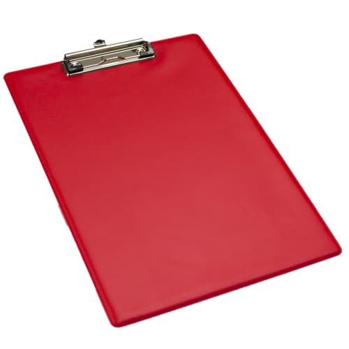 Branded A4 Clipboards in red printed logo design by Total Merchandise