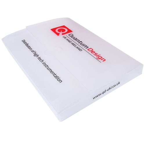 Branded Polypropylene Box Files in Frosty Clear printed with company logo by Total Merchandise