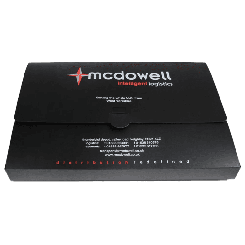 Promotional Polypropylene Box Files in Black with full colour design by Total Merchandise