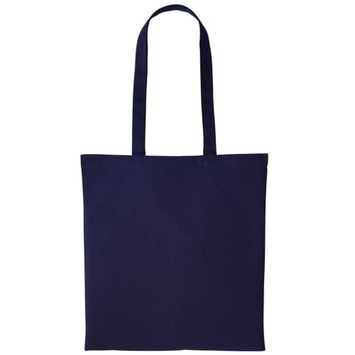 UK Printed Nutshell Cotton Tote Bags in French Navy from Total Merchandise