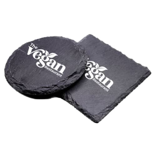 Promotional Slate Coaster in a natural slate colour with printed logo by Total Merchandise