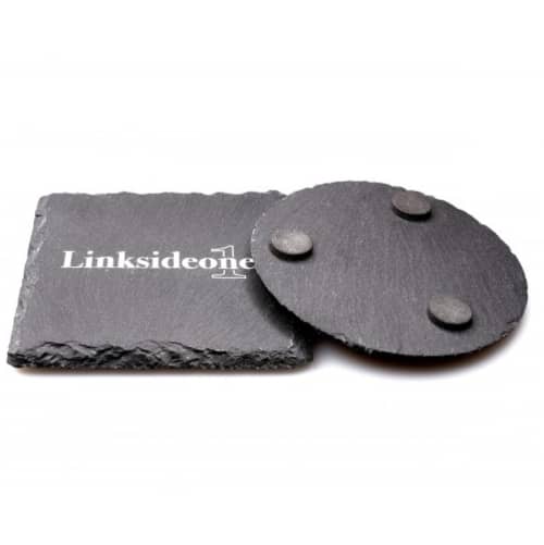 Printed Slate Coaster in natural slate colour printed with company logo by Total Merchandise